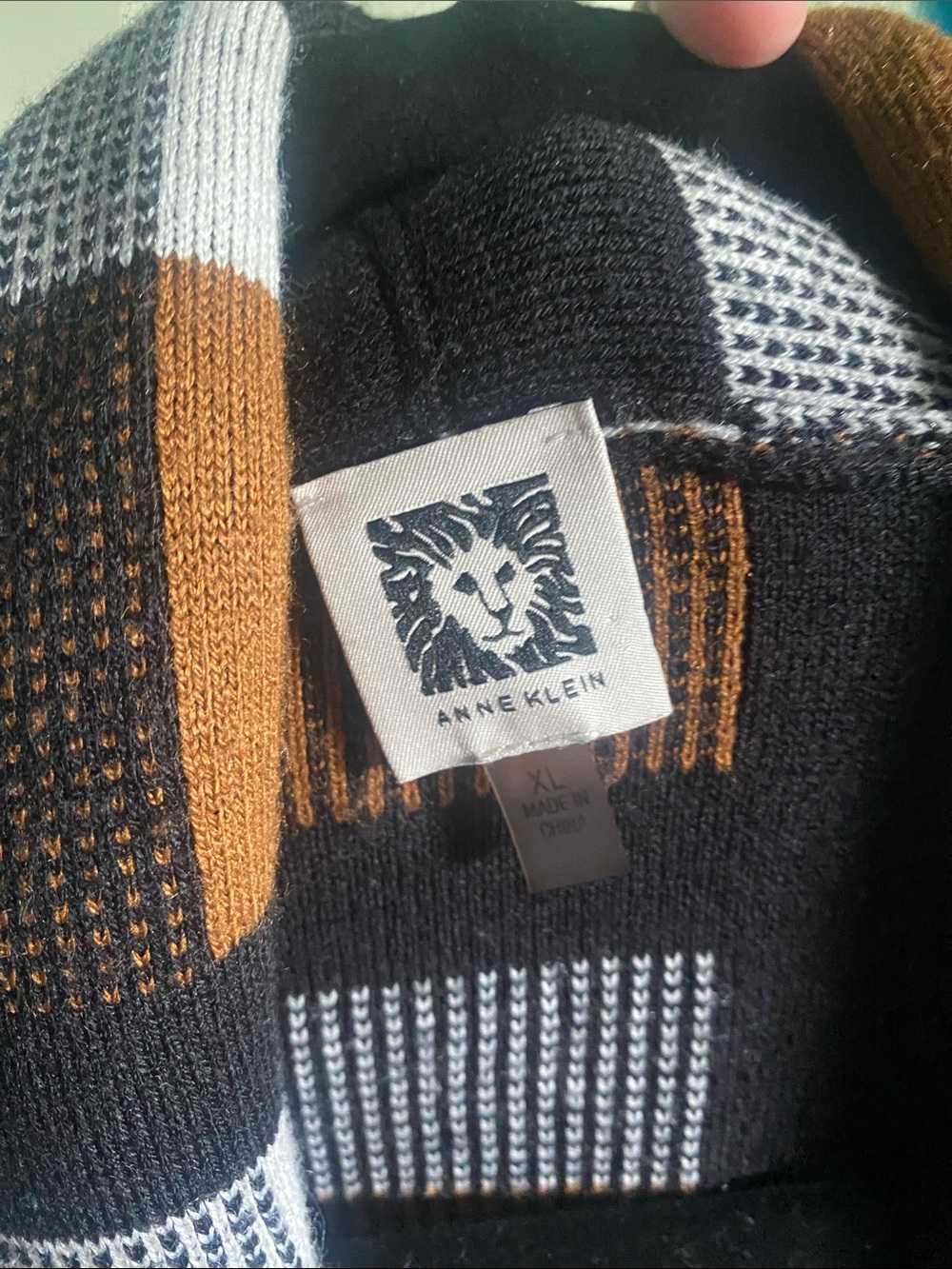 Anne Klein Brown Black and White Plaid Open Cardigan - Picture 2 of 3